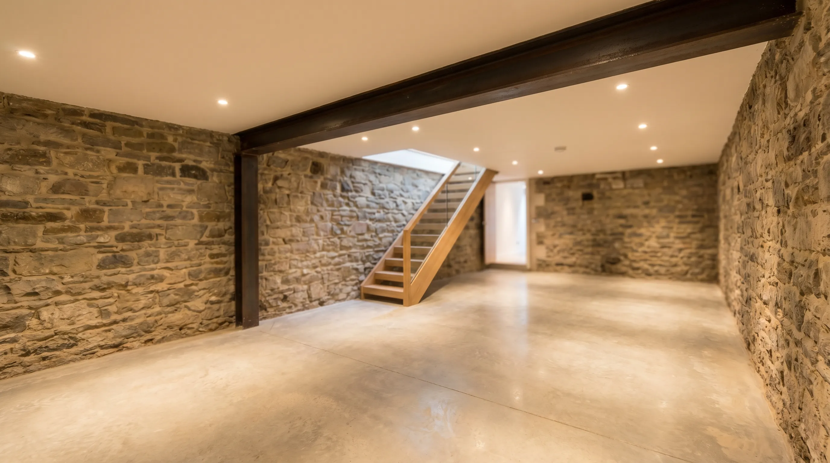 Newly completed basement extension in a Chelsea Georgian townhouse after professional post-construction cleaning