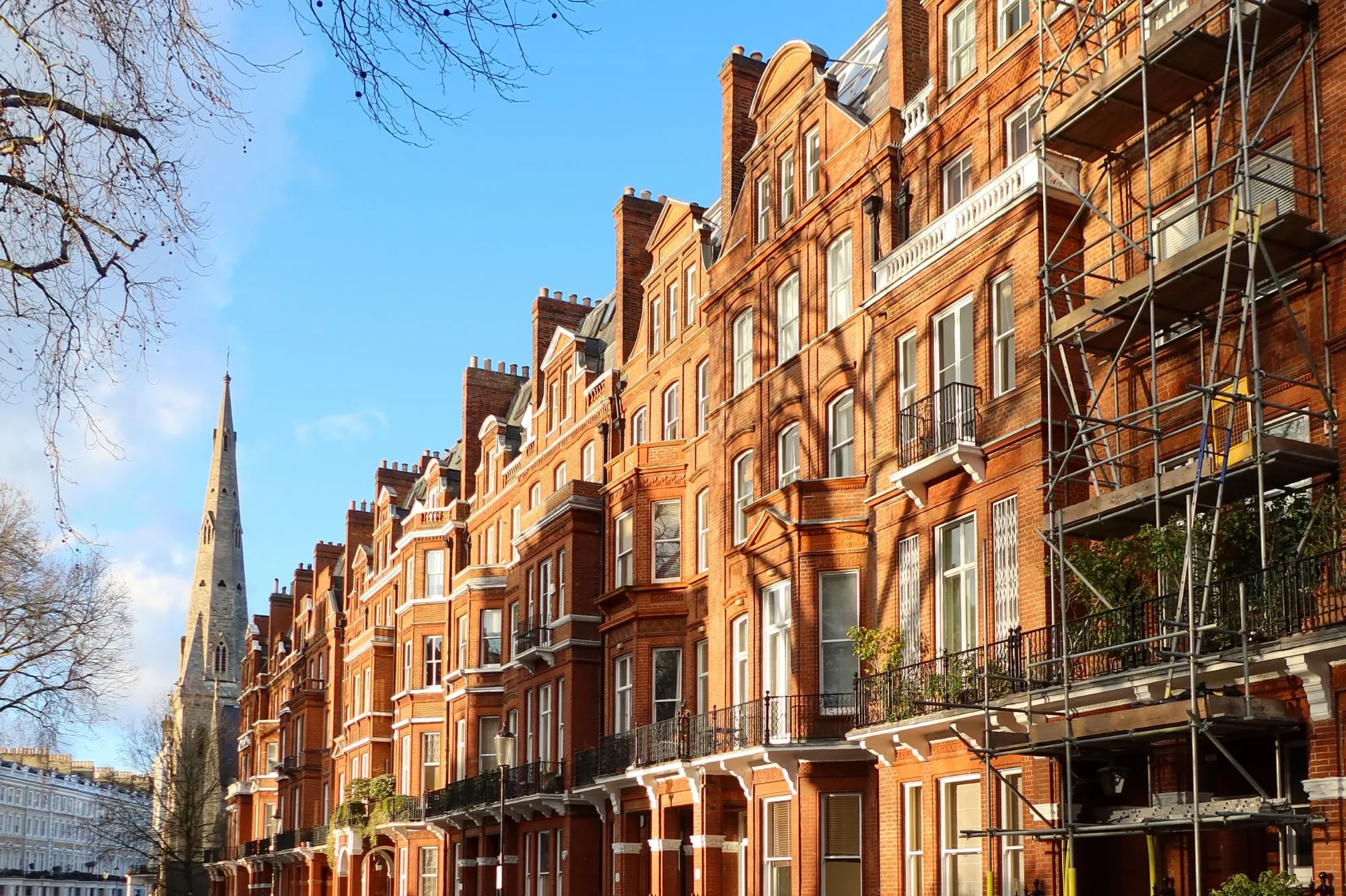 Elegant Chelsea townhouses with characteristic Georgian architecture
