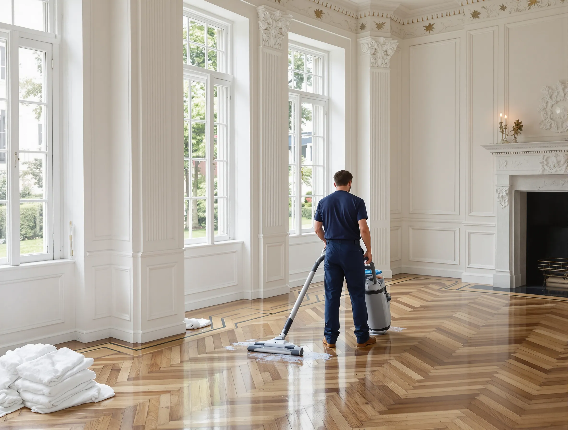 Professional after builders cleaning team at work in Holland Park