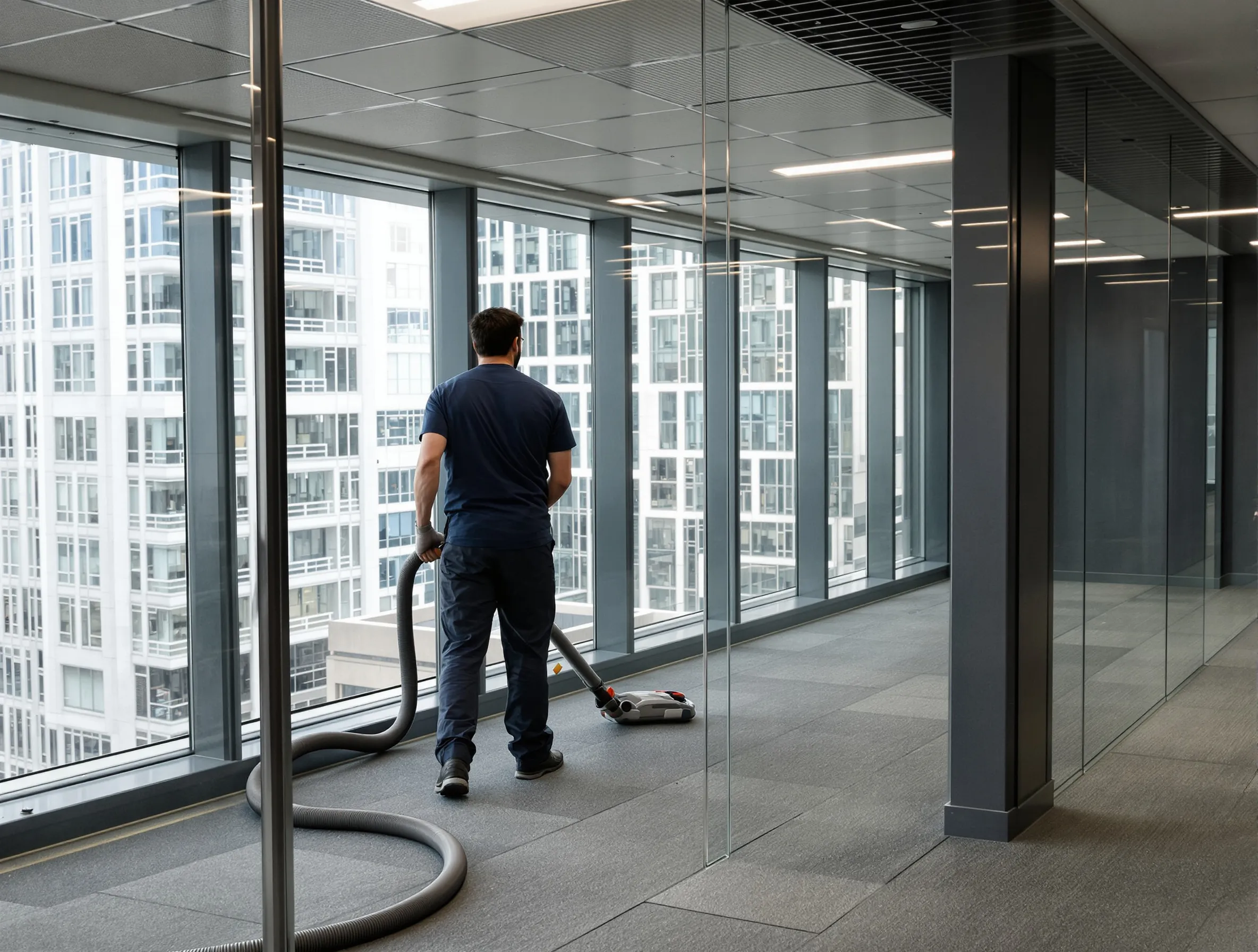 Professional after builders cleaning team at work in Canary Wharf